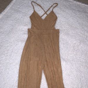 Tan suede jumpsuit
